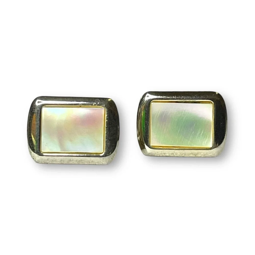 Vintage Mother of Pearl Gold Tone Cufflinks Men’s Classic Formal Dress Unsigned